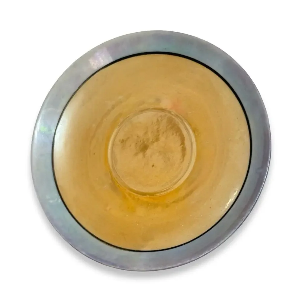 Vintage 1930s Japan Art Deco Lusterware Cup Saucer Butterscotch Gray Black